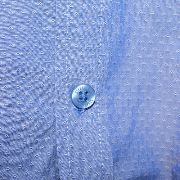 Steel & Jelly London Mens XL Flip Cuff Blue Long Sleeve Casual Dress Shirt - Picture 4 of 9